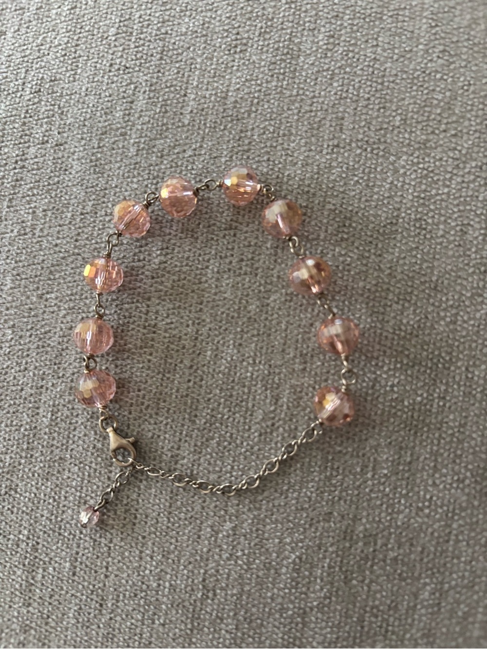 Delicate Pink Crystal Beaded Bracelet